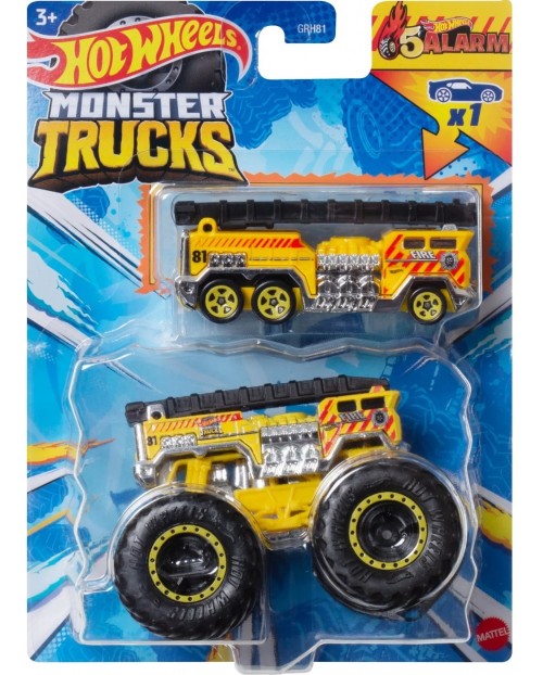 Бъги Hot Wheels Monster Trucks Alarm с количка Отлична цена Ozone bg